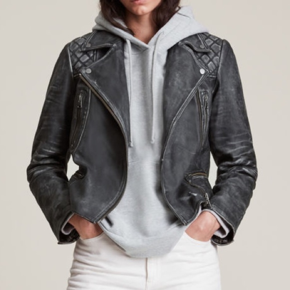 All Saints VINTAGE CARGO LEATHER BIKER JACKET